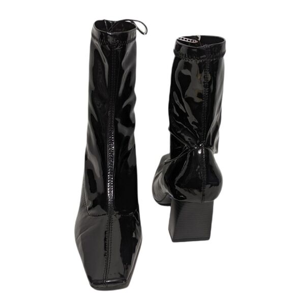 NWT ZARA Patent Angled Heel Stretch Sock Ankle Boots 38 - Picture 2 of 7